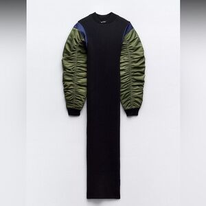 ZARA- Mixed nylon midi dress